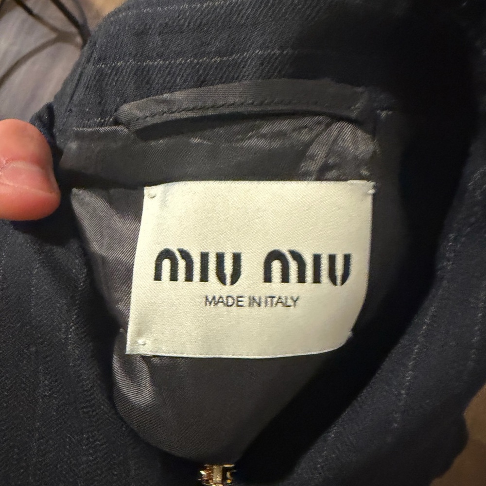 Miu Miu Dark Pinstripe Men's Jacket - Picture 3 of 7